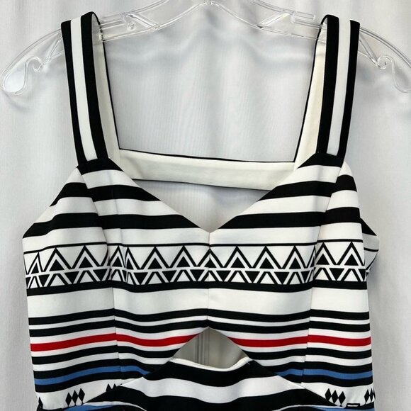 Guess Womens Sundress Multicolor Cut Out Geometric Stripe Straps Stretch 6 - Picture 3 of 12